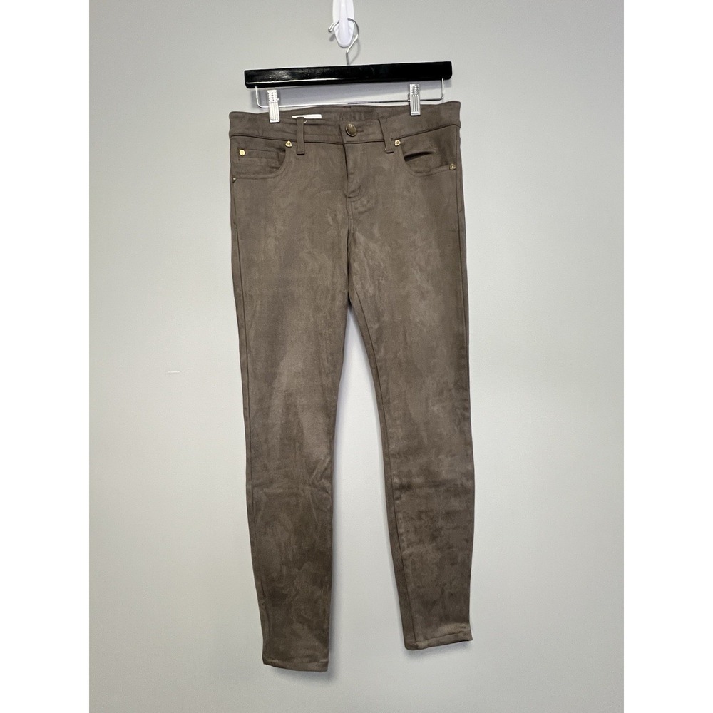 KUT From The Kloth Mia Toothpick Skinny Faux‎ Suede Pants Womens 8 Brown